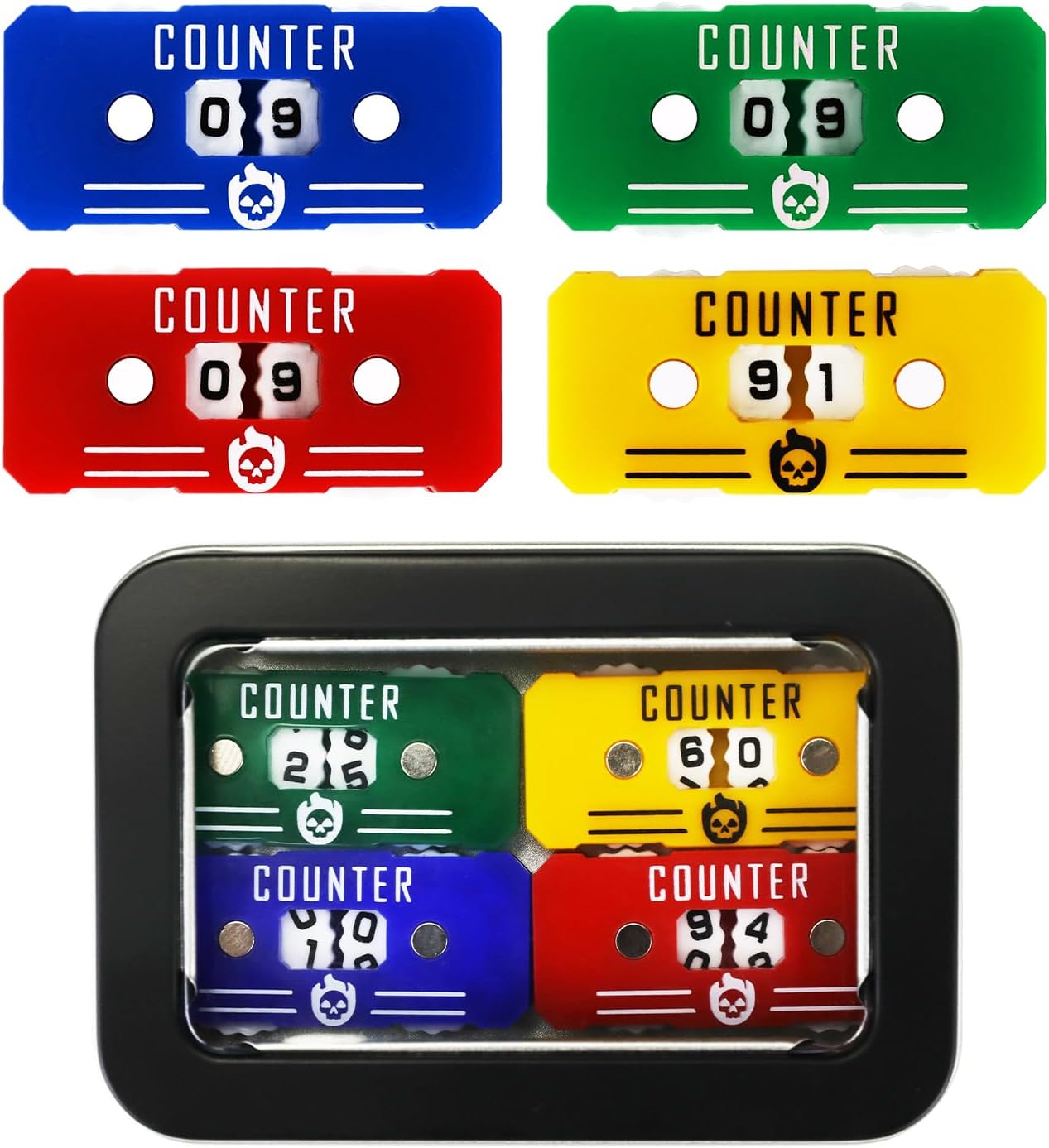 4Pcs MTG Life Counter with Metal Box, Health Tracker Life Counter for MTG Magic Card Games Accessories Tabletop RPG D&D CCG TCG Board Games