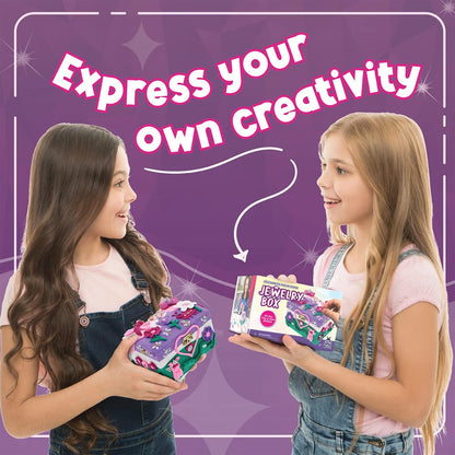 PURPLE LADYBUG Design Your Own Jewelry Box Craft Kit with Clay & Gem Stickers – Craft for Girl 8-12, Girls Arts & Crafts Age 6-8 & Up – Birthday Gift for Girls 8-10 Years Old