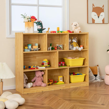 Toy Storage Organizer, 3-Tier Kids Bookshelf, 8 Cube Kids' Bookcases, Cabinets & Shelves, Wooden Toy Organizers, Small Book Shelf for Bedroom, Playroom, Classroom, Nursery (Burlywood)