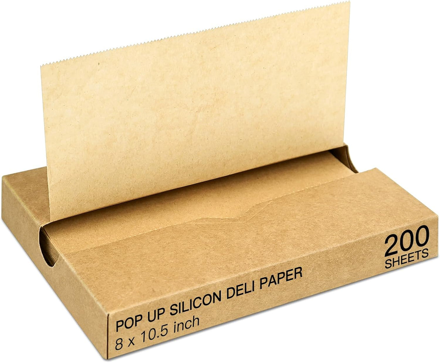 Precut POP UP Deli Paper Sheet Pack of 200, Interfolded Heavy Paper for Food Wrap and Serving (8" x 10-1/2", Kraft）