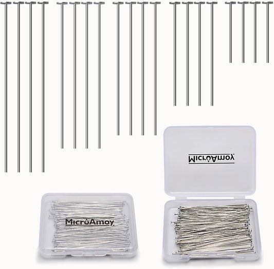 150pcs Silver Filled Flat Head Pins Non Tarnish Craft Earring Bracelet Jewelry Making Accessories Supplies (40mm (1.57in), Silver-Flat Head Pin) - Crafty Corner