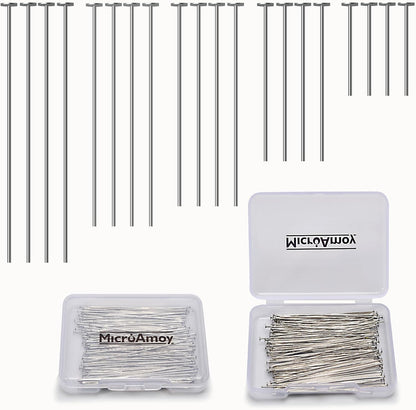 100pcs Silver Filled Flat Head Pins Non Tarnish Craft Earring Bracelet Jewelry Making Accessories Supplies (70mm (2.75in), Silver-Flat Head Pin) - Crafty Corner