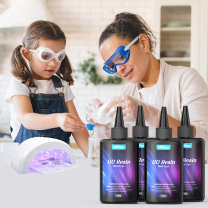 UV Resin 400g Bulk No Odor Upgrade Clear UV Epoxy Resin Hard Fast Cure Resin Kit Jewelry Making Handmade DIY Craft Decoration Coating