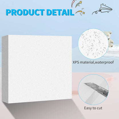 LuckyFoam White 4 Pack 12x12x2 inch Foam Sheets 2 Inch Thick Polystyrene Rectangles XPS Foam Board Craft for Insulating DIY Modeling Art Supplies - Crafty Corner