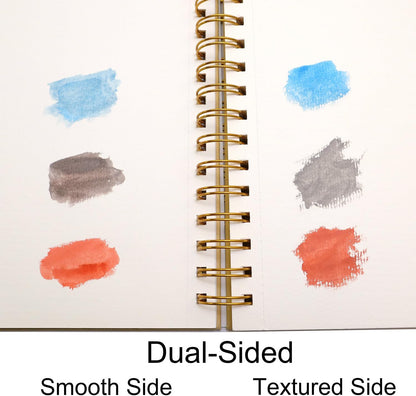 Watercolor Paper Pads, 5.5x8.5, 3Pack, Kraft Hardcover Sketch Books, 140lb/300gsm Heavyweight Cotton Paper, Spiral Bound, Cold Pressed, Dual-Sided(Smooth&Texture), Painting Paper for Artists Students