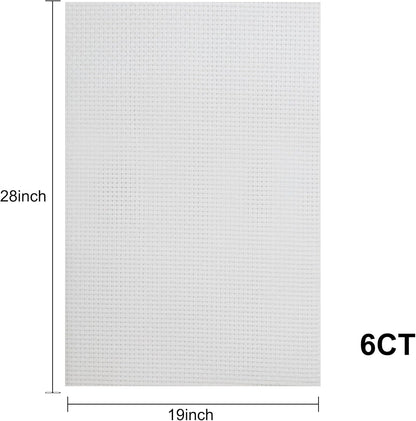 Aida Cloth 6 Count Cross Stitch Fabric,19×28inch (6CT,White)