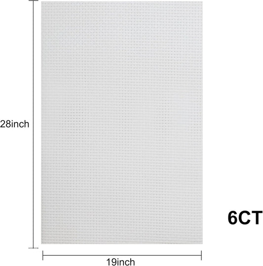 Aida Cloth 6 Count Cross Stitch Fabric,19×28inch (6CT,White)