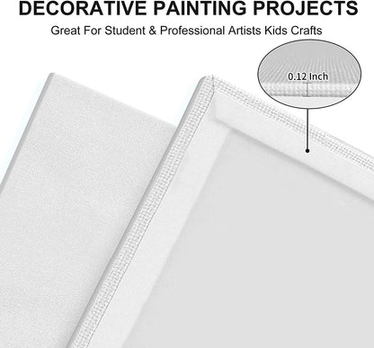 Canvas Panels 5x5 Inch 24-Pack, 10 oz Primed 100% Cotton White Blank Small Canvases for Painting, Square Flat Canvas Board for Oil Acrylics Watercolor & Tempera Paints