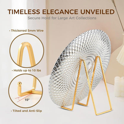Plate Holder Easel Display Stand - 8 inch Metal Plate Stands for Display - Tabletop Picture Stand - Gold Iron Easels for Display Pictures | Photo Frames | Book | Decorative Plates | Plaque -2 Pack