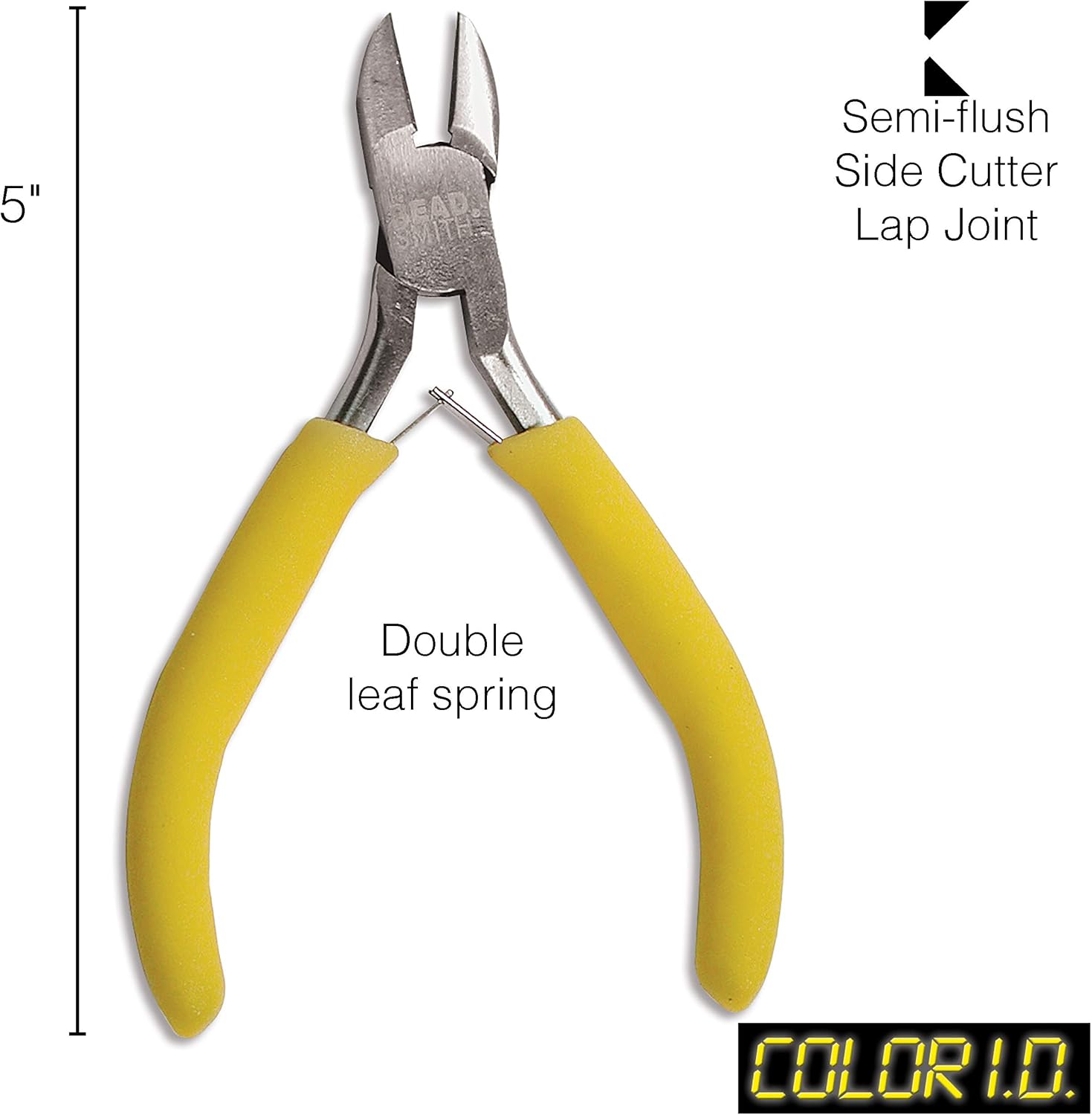 The Beadsmith Color-ID Side Cutter – 5 inches (127mm) – Yellow Comfort Grip Handle – Polished Steel Head and Double-Leaf Spring - Tool for Jewelry Making - Crafty Corner