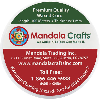 Mandala Crafts 1mm 109 Yards Light Gold Cotton Waxed Cord for Jewelry Making Bracelet Cord Waxed String - Beading String Thread Jewelry Cords for Necklaces String