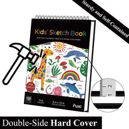 Sketch Book for Kids, 9" x 12" Kid Sketchbook, 100 Sheets (73lb/120gsm) Drawing Paper for Kids, Spiral Sketch Pad for Kid, Art Supplies for Classroom Must Haves. - Crafty Corner