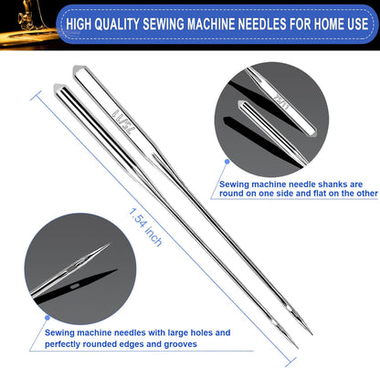 50PCS Sewing Machine Needles, Universal Sewing Machine Needle for Singer, Brother, Janome, Varmax, Needles for Sewing Machine with Sizes HAX1 65/9, 75/11, 90/14, 100/16, 110/18