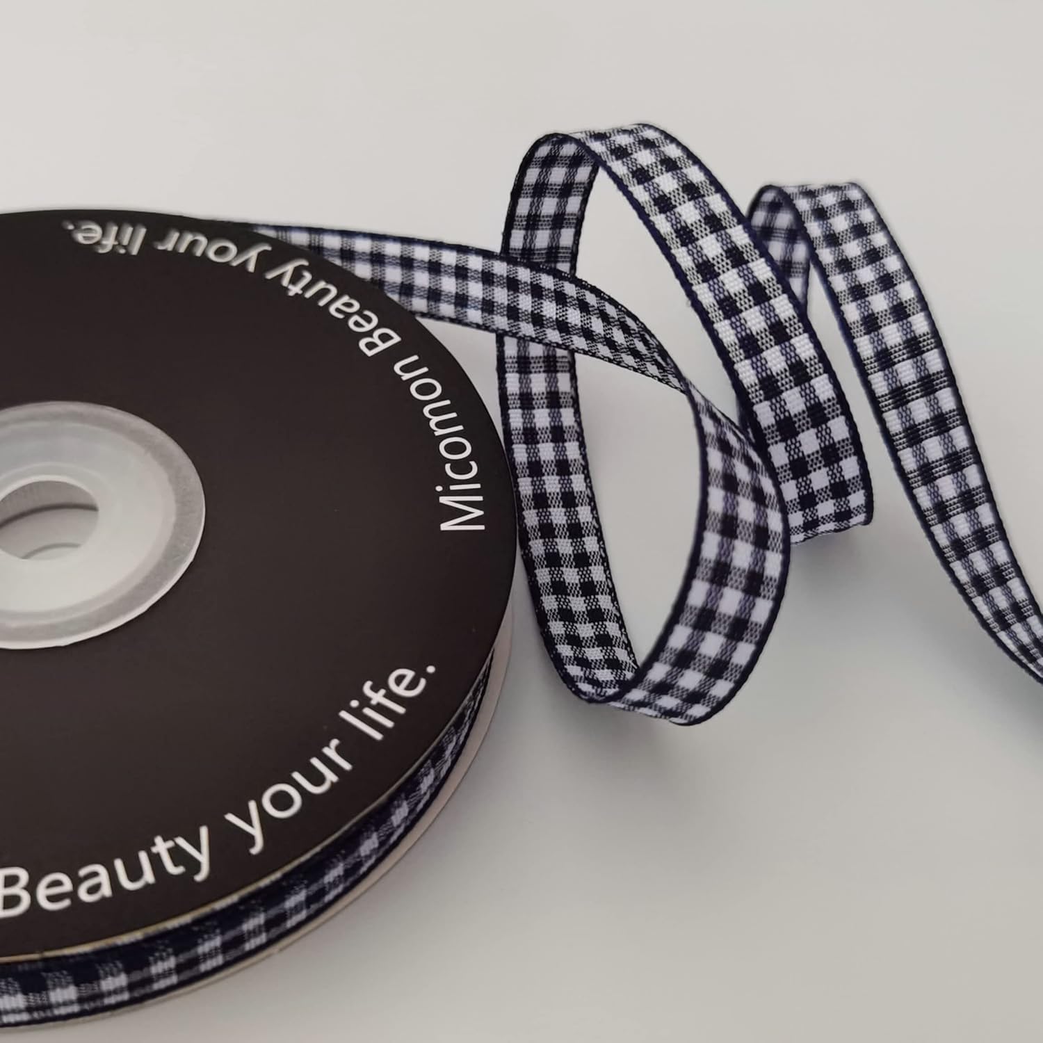 Blue Gingham Woven Edge Ribbon 25 Yards Per Spool,Dark Blue Checked Crafts 3/8 Inch Wide (3/8", Navy) - Crafty Corner