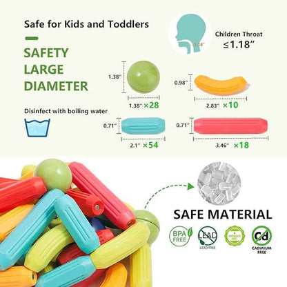 COUOMOXA Magnetic Building Blocks STEM for Kids: Educational Magnetic Set for 6-9+Years Old for Boys Girls - Construction Toys for Early Development Learning for Kids