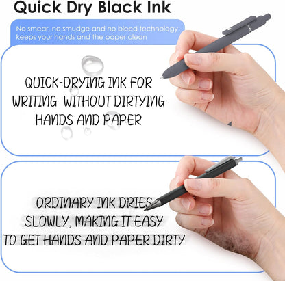 12PCS Gel Pens Black Ink Fine Point Pens With Smooth Writing, School Office Supplies, Anniversary Birthday Gifts for Men Women, Quick Dry Pens For Journaling, Nurse Aesthetic Pen (Black Gray White)