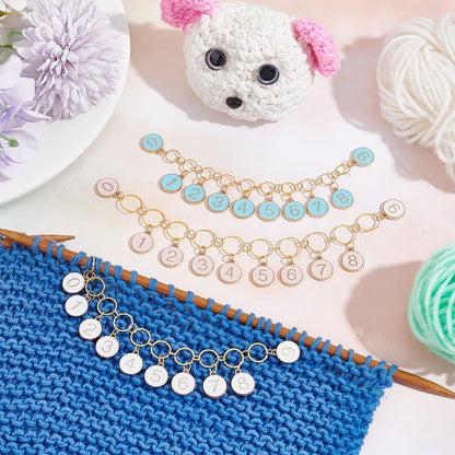 NBEADS 2 Pcs 0-9 Enamel Number Knitting Row Counter Chains, Alloy Stitch Markers Row Counting Accessories for Knitting Crochet Tracking Project Progress