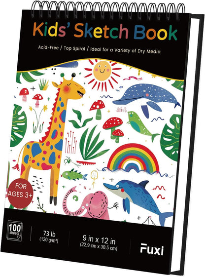 Sketch Book for Kids, 9" x 12" Kid Sketchbook, 100 Sheets (73lb/120gsm) Drawing Paper for Kids, Spiral Sketch Pad for Kid, Art Supplies for Classroom Must Haves. - Crafty Corner