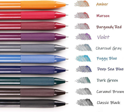 WRITECH Retractable Gel Pens Quick Dry Ink Pens Fine Point 0.5mm 10 Assorted Unique Vintage Colors For Journaling Drawing Doodling and Notetaking (Vintage 1)