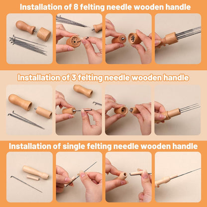 Yizzvb 127 Pcs Needle Felting Needles, 4 Sizes Felting Needles, Needle Felting Tools Wool Felting Supplies Kit with 3 Types Wooden Holders, Foam Pad, Needle Felting Starter Kit for DIY Crafts
