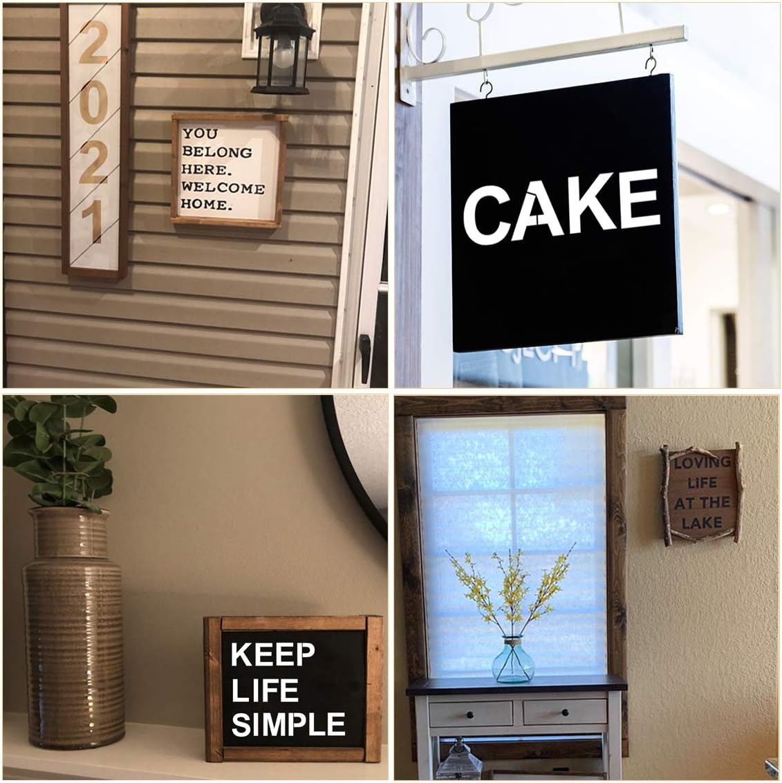 Alphabet Letter and Number Stencils 4 Inch - 40 Pack Letters and Numbers Stencil Templates with Signs for Painting on Wood, Reusable Number and Letter Stencils for Chalkboard Signs & Wood Wall Art