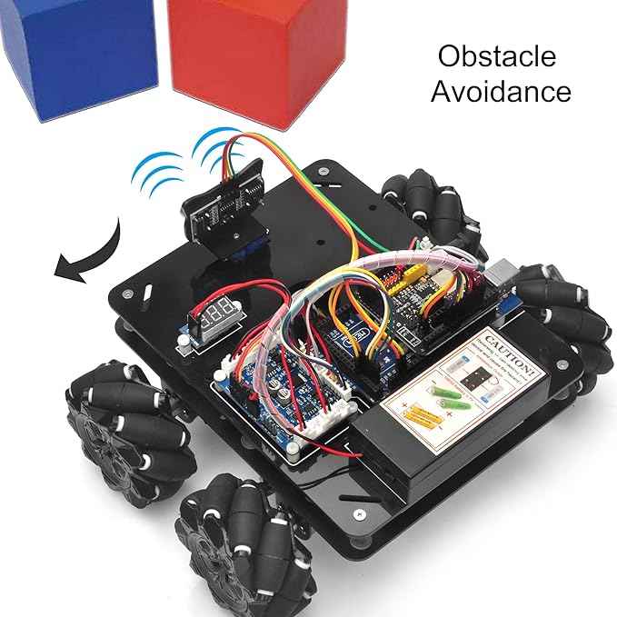 OSOYOO Omni-directinal Mecanum Wheels Robotic Car Kit for Arduino Mega2560 Metal Chassis DC Motor DIY STEM Remote Controlled Educational Mechanical DIY Coding for Teens Adult