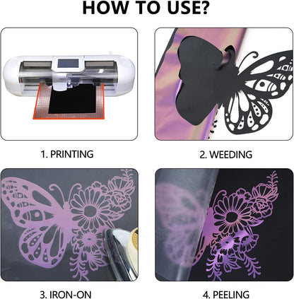 guangyintong Chameleon Heat Transfer Vinyl HTV Rolls, 12" x 8ft Purple to Brown Iron on Vinyl for T-Shirts, Changing Color HTV Vinyl for All Cutter Machines Easy to Cut & Weed for HTV DIY Design