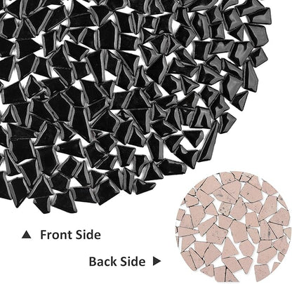 Artspac Ceramic Mosaic Tiles for Crafts Bulk, 454g Black Irregular Mosaic Tiles for Mosaic Craft Supplies, Garden Art Decor
