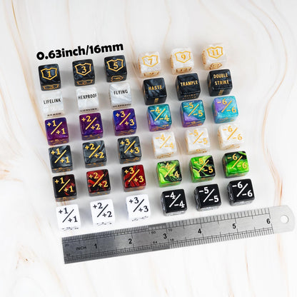 78 Pieces MTG Dice Counters Bulk Life Keyword Counter Dice Set Plus 1/+1 Buff Ability Tokens for MTG, TCG, Cards Gaming Accessories
