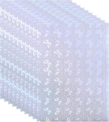 PATIKIL 11.7x8.3" Holographic Sticker Paper, 10Sheets A4 Polypropylene Self-adhesive Transparent Waterproof Laminate Overlay Film for Photo Cards Scrapbook Decorations, Butterfly