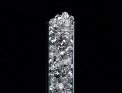 100 pcs of Faceted Fire Polished Pressed Czech Glass Beads 4mm (0.16in), Crystal Silver Aluminum Labrador 00030-27001 BCV