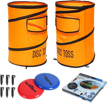 Folding Disc Toss Game Set - Flying Disc Toss Dunk Game Set - Includes 2 Disc Targets with Bean Bag & 2 Flying Discs & Carrying Case - Great for Backyard,BBQs,Tailgating