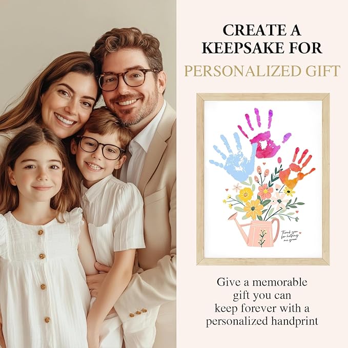 Physkoa Handprint Art Kit – “Thank You for Helping Me Grow” Watering Can Craft – DIY Handprint Gift for Teacher Appreciation, Mom, Grandma – Personalized Keepsake from Kids & Students(Art Deco-C)