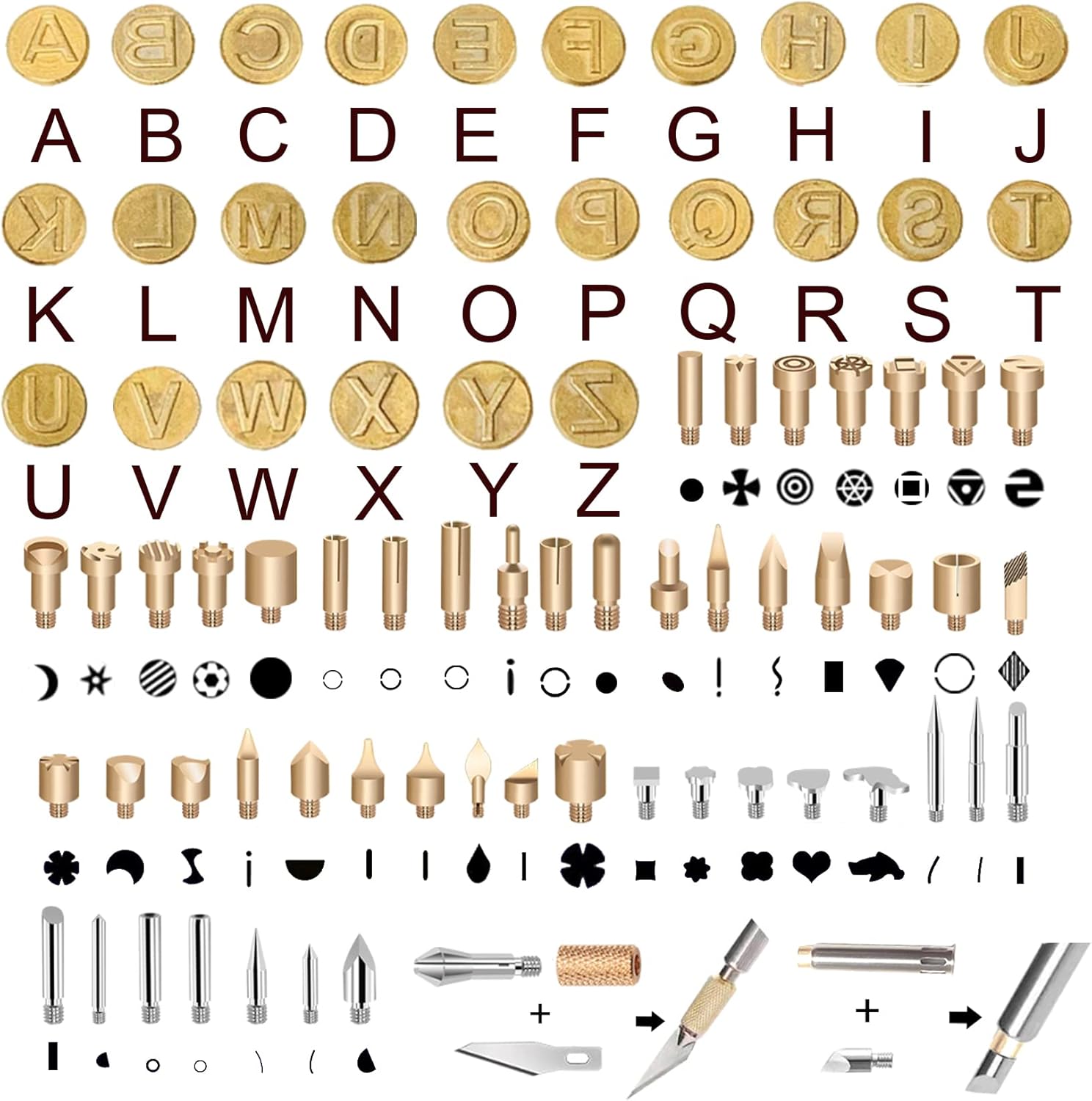 BEZALEL 112Pcs Wood Burning Tips - Pyrography Wood Burning Kit Includes Wood Burning Tips Only Wood Burning Letters Wood Burning Stencils and Patterns for Embossing Carving DIY Adults Crafts Beginners - Crafty Corner