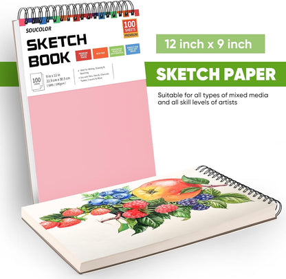 Soucolor 9"x12" Sketch Book 2-Pack: Halloween & Christmas Art Supplies for Kids Ages 5-15, Teens & Adults, Creative Gift Set for Birthdays, School Projects, and All-Season Crafting - Crafty Corner