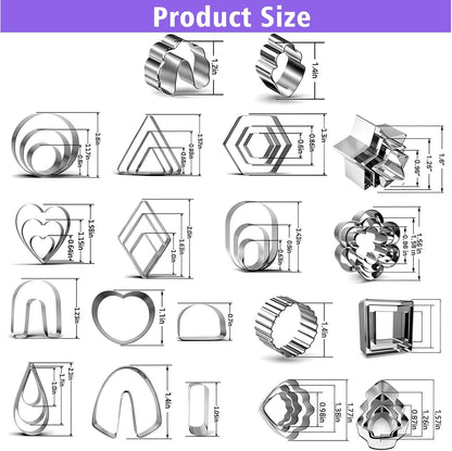 Polymer Clay Cutters for Earring Making 181pcs Clay Tools Set with 44 Shapes Stainless Steel Clay Earrings Cutters 16 Circle Shape Cutters 1 Clay Letter Stamp 120 Jewelry Accessories