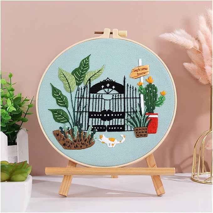 Act Iron Embroidery Starter Kit Leisure Life Series Starter for Adult Stamped Pattern with Instructions Crafts for Adults(C10)