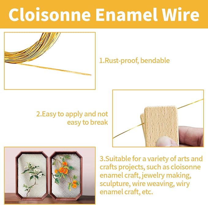 WINUSD Cloisonne Wire 20m Gold & Silver (1x0.3mm) | Jewelry Making Tools Kit with 2 Wire Straightening Boards for DIY Metalwork, Home Decor, Crafting Gifts, Artisan Supplies & Beginners/Professionals