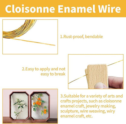 WINUSD Cloisonne Wire 20m Gold & Silver (1x0.3mm) | Jewelry Making Tools Kit with 2 Wire Straightening Boards for DIY Metalwork, Home Decor, Crafting Gifts, Artisan Supplies & Beginners/Professionals
