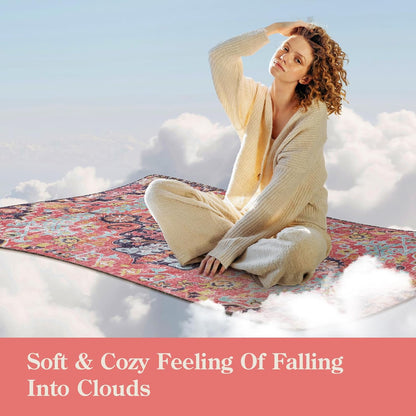 Lahome Bohemian Floral Medallion Area Rug - 2x3 Small Hot Pink Bath Rug Kitchen Sink Mat, Machine Washable Non-Slip Soft Indoor Carpet for Doormat Bedside Apartment Entrance, Fuchsia/Multi