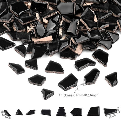 Artspac Ceramic Mosaic Tiles for Crafts Bulk, 454g Black Irregular Mosaic Tiles for Mosaic Craft Supplies, Garden Art Decor