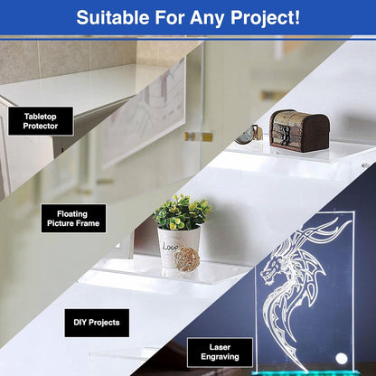 Duco USA-Made Clear Cast Acrylic Sheet 1/8 Inch Thick 6" x 12" - 8 Pack of Transparent Plexiglass Sheet - Lightweight Acrylic Board for Window Replacements, Displays, Signs, and More