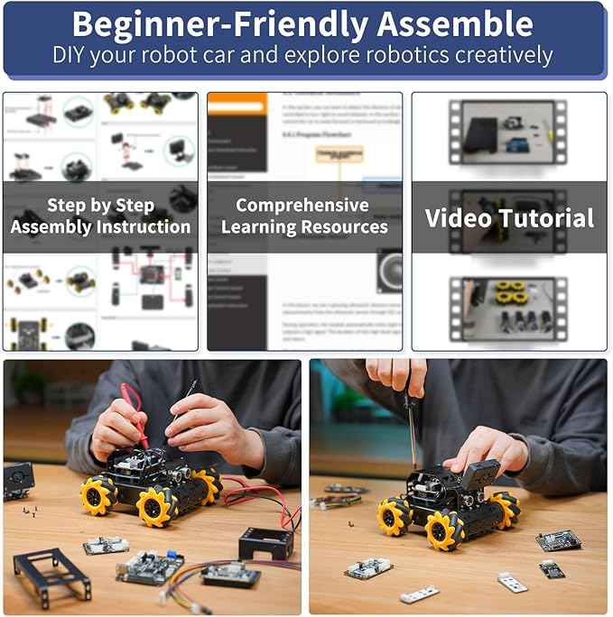 Robotic Kit for Arduino Robot Car AI Camera Vision Recognition Tracking Obstacle Avoidance Pick-and-Place Gripper, Programmable STEM Robot Gift for Ages 12 14 16+, miniAuto Advanced Kit
