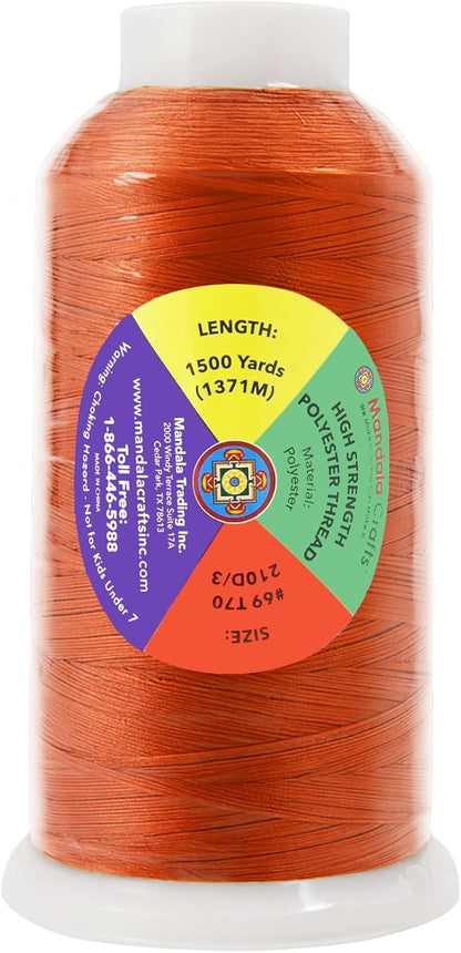 Mandala Crafts Rust Heavy Duty Thread - 1500 Yds Tex 70 Thread for Sewing Drapery Jeans Leather Hair Outdoor Marine Upholstery