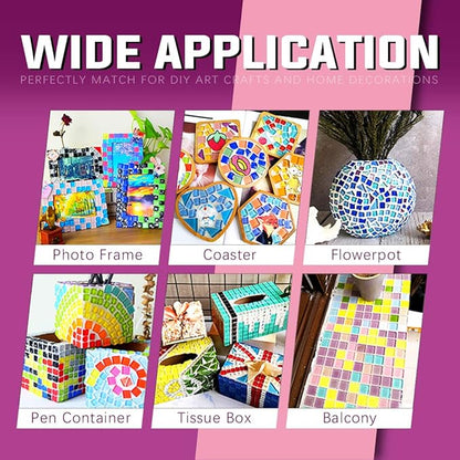 Swpeet 1 Pound Mixed Colors Shine Crystal Series Mosaic Tiles Assortment Kit, Square and Triangle Genuine Mosaic Tiles Glitter Crystal Mosaic Perfect for Home Decoration Crafts - Mosaic Tiles H