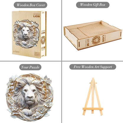 Wooden Puzzles Adults, 3D Paper Lion Wooden Puzzles 200 Pieces, Unique Animal Shaped Wood Challenging Jigsaw Puzzles Gifts for Adults, 11.4x11.2in