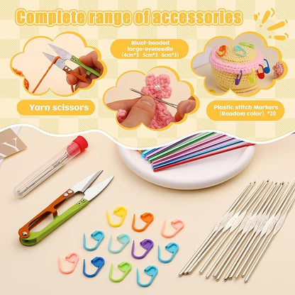 IMZAY 54 Pcs Crochet Hooks Set, 0.6mm-6.5mm Crochet Needles for Yarn Crochet Kits for Beginners, Ergonomic Crochet Hooks with Knitting Accessories, Crochet Supplies, Knitting Needles for Crocheters