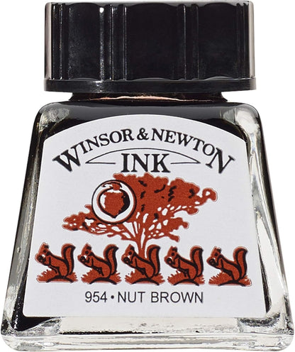Winsor & Newton Drawing Ink, 14ml Bottle, Nut Brown - Crafty Corner