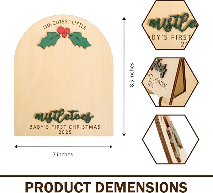 DIY Baby Footprint Keepsake Board, Personalized Baby’s First Christmas 2025, The Cutest Little Mistletoes Art, Nursery Footprint Decorative for Baby Shower Newborn Photoshoot Prop, Family Gifts