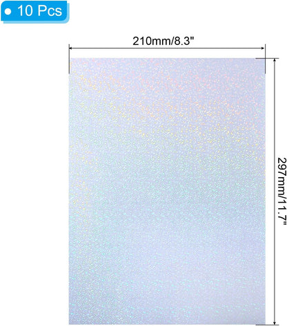 PATIKIL 11.7x8.3" Holographic Sticker Paper, 10Sheets A4 Polypropylene Self-adhesive Transparent Waterproof Laminate Overlay Film for Photo Cards Scrapbook Decorations, Little Circle